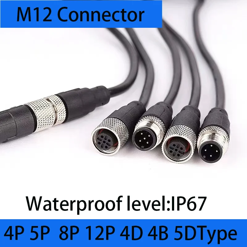 

Free Shipping M12 Wire Connector458 12Pin Male and Female Butt Aviation Plugs For Signal Transmission Waterproof IP67 Contactors