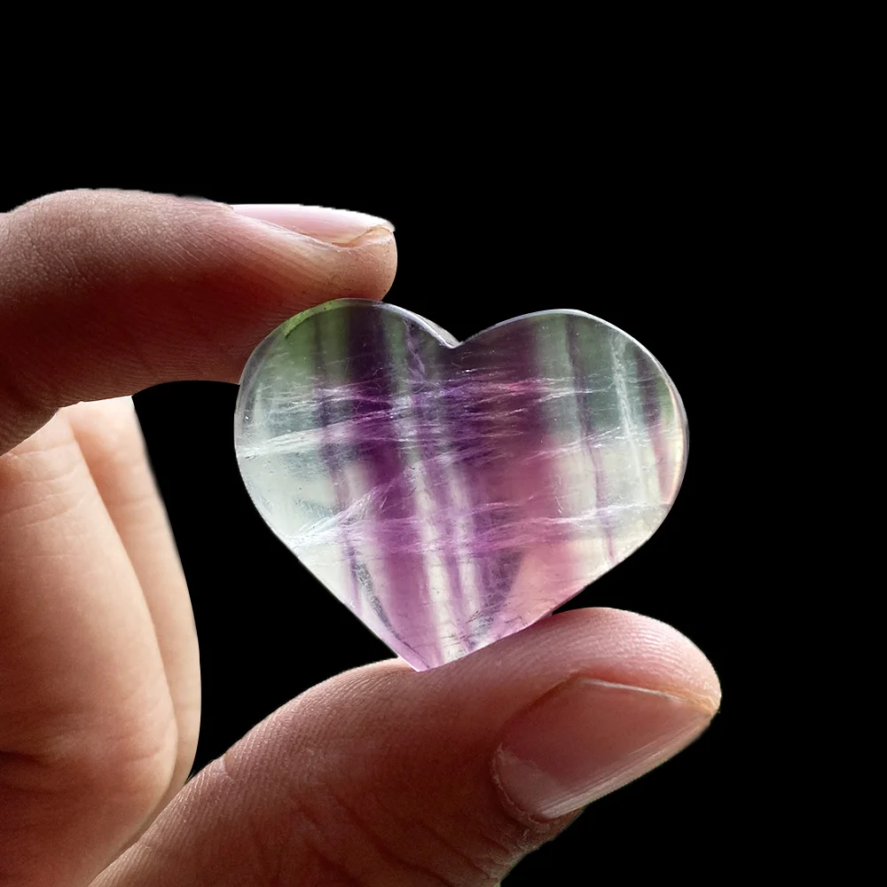 1 шт. Радужное Сердце флюорита натуральный кристалл кварца настоящий драгоценный