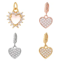 bright cz zircon heart charms for jewelry making women gold color plated pendant necklace diy crafts accessories charms designer