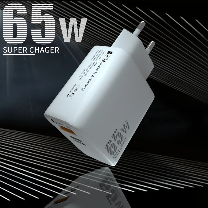 

65W Gan Charger PD Fast Charging Dual Ports USB C Wall Charger for MacBook iPad iPhone 13 12 pro max 11 Samsung Xiaomi OnePlus