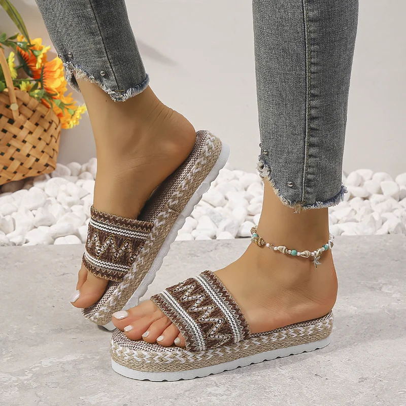 

Women's Slippers 2023 Summer New Fashion Platform Open Toed Shoes for Women Beach Casual Bohemian Ladies Slippers Zapatos Mujer