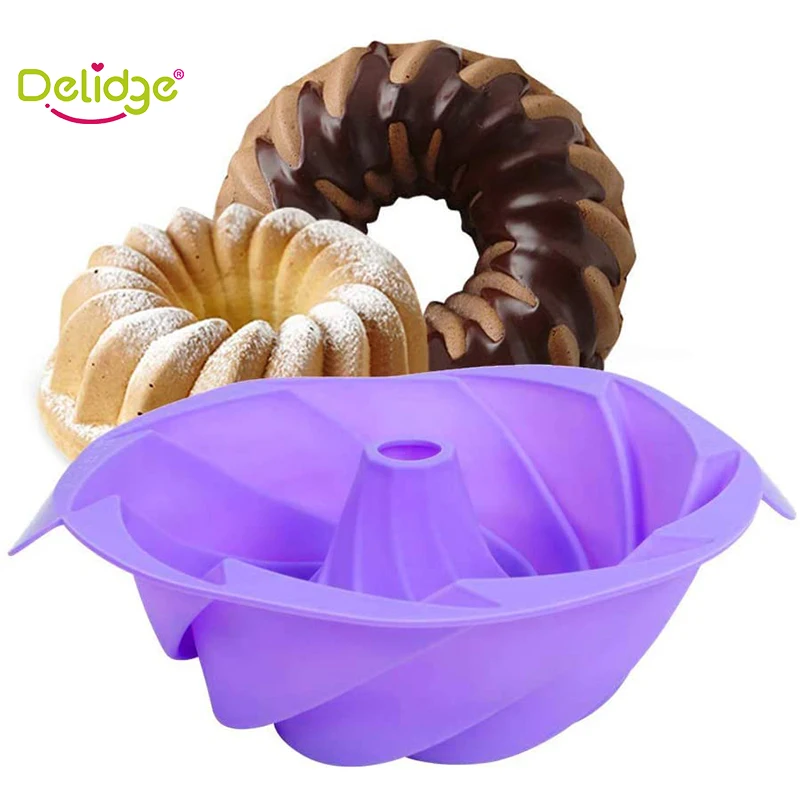 

1 PC 9 Inch Non-stick Food Grade Silicone Mold Bundt Cake Pan Mousse Mould Cake Decorating Tool