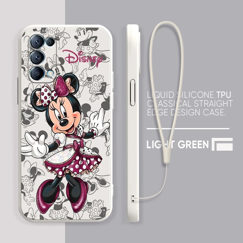 

Cute Minnie Disney For OPPO Find X5 Pro X3 Pro X2 Neo 7Z 6 5 4Z 2Z SE Lite Pro 4G 5G Liquid Rope Silicone Phone Case