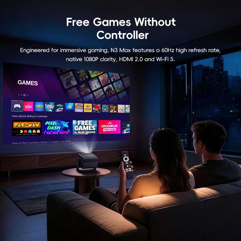Проектор Dangbei N3 Max 1080P, 1000 ISO люмен, FHD, Google TV, Netflix, Dolby Vision, HDR10, автофокус, кинотеатр, глобальная версия (art.: 3920dbc707c8e) - 3920dbc707c8e