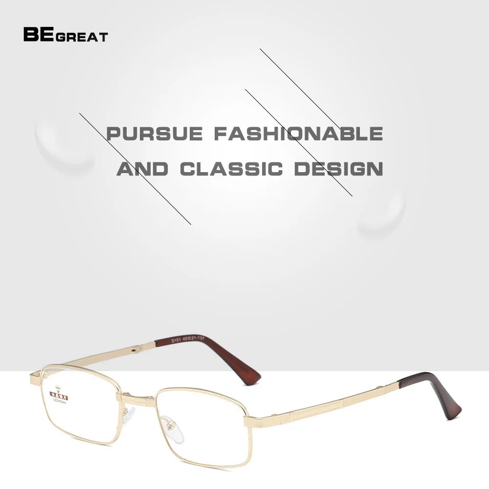 

Мужские и женские очки для чтения BEGREAT, складные металлические очки с полной оправой в подарок