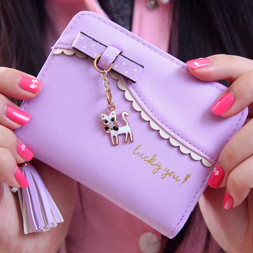 

Fashion PU Leather Women Wallet Tassels Design Purse 2022 Zipper Hasp Women Wallet for Credit Cards Coin Pocket Carteras Mujer