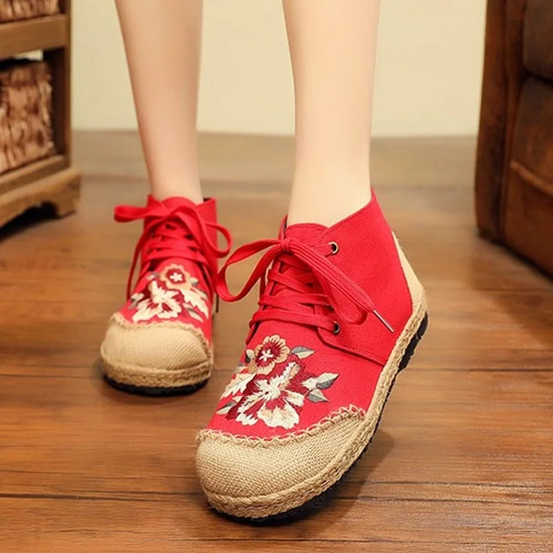 

2022 Brcchenxi Handmade Women Linen Cotton Loafers Espadrilles Flower Embroidered Ladies Casual Flat Platform Sneakers Shoes