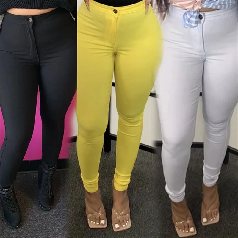 

Women's Long Pants Casual Solid Color High Stretch Skinny Thin Pants Fashion Sexy Lift Hips High Waist Pencil Pants
