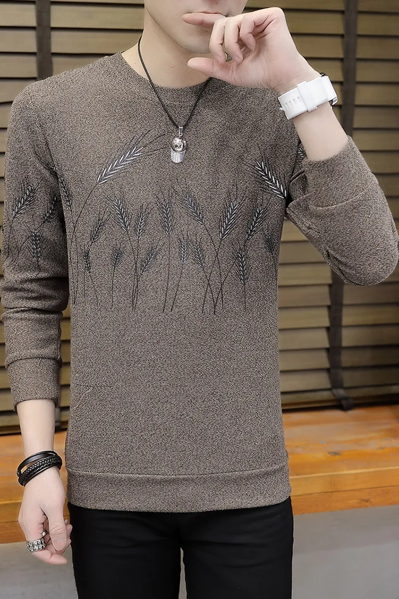 2023 Autumn and Winter New Men's Sweater Sweater Men's Spring and Autumn Thin Section Long Sleeve Trend Personality Base Knittin