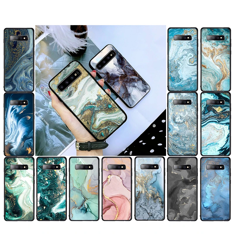 

Ink Dark Blue Marble Case for Samsung Galaxy S22 S20 Ultra S20 S22 Plus S21 S10 S9 S8 Plus S10E S20 FE Black Phone Cover Capa