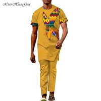 2 pcs set african clothes for men african print patchwork long dashiki dress shirt and pants bazin riche men outfits wyn1266