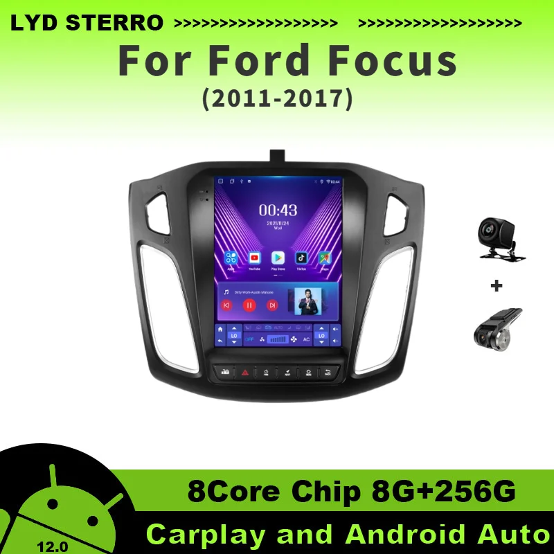 

LYD Sterro For Ford Focus 2011-2017 Car Radio Video Player GPS Navigation 8Core Chip 8G+256G Android 12 Bluetooth Multimedia DSP