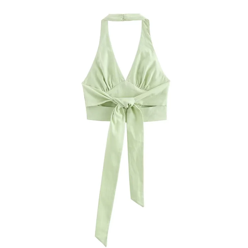 Женский модный однотонный топ Koekop с завязкой на шее винтажный женский шикарный