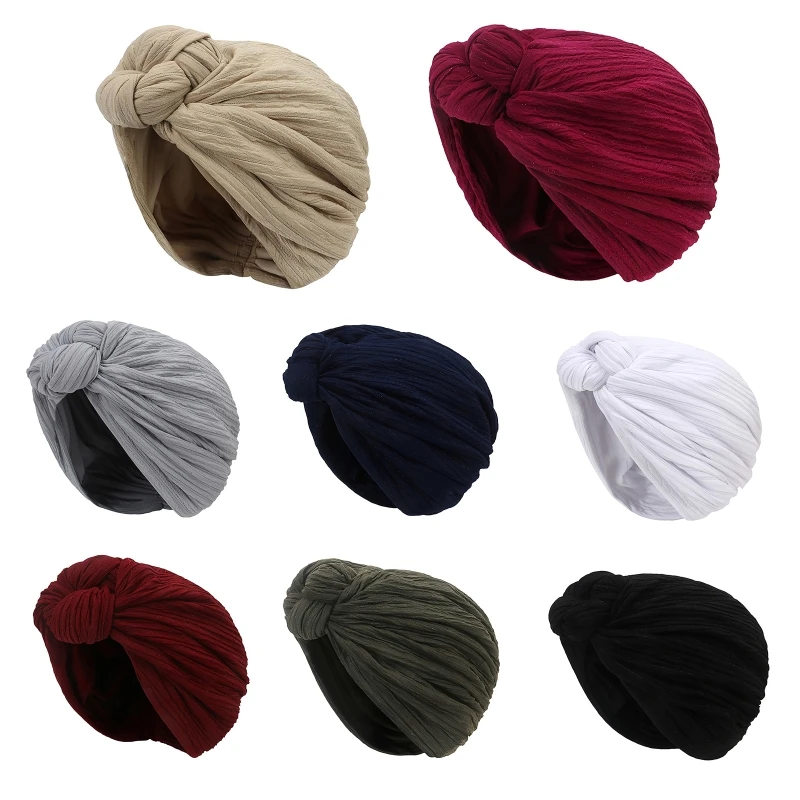 

E9LC French Head Scarf Fashion Head Turban Head Wraps Travel Beach Hats