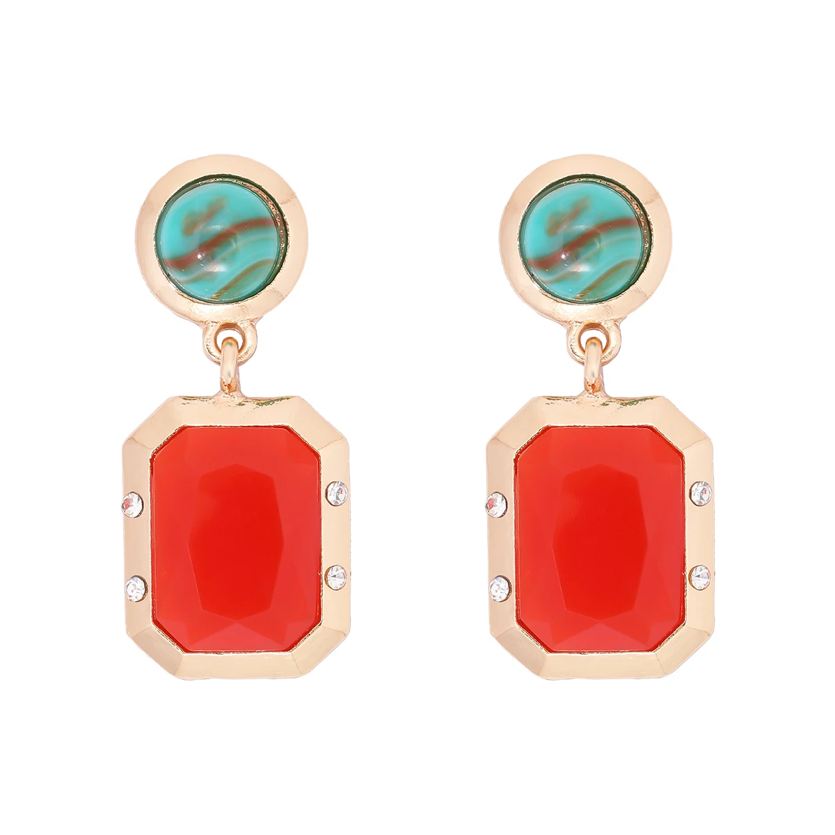 

Vintage Red Crystal Agate Drop Earrings For Women Temperament Turquoise Stone Indian Ethnic Retro Jewelry Wholesale