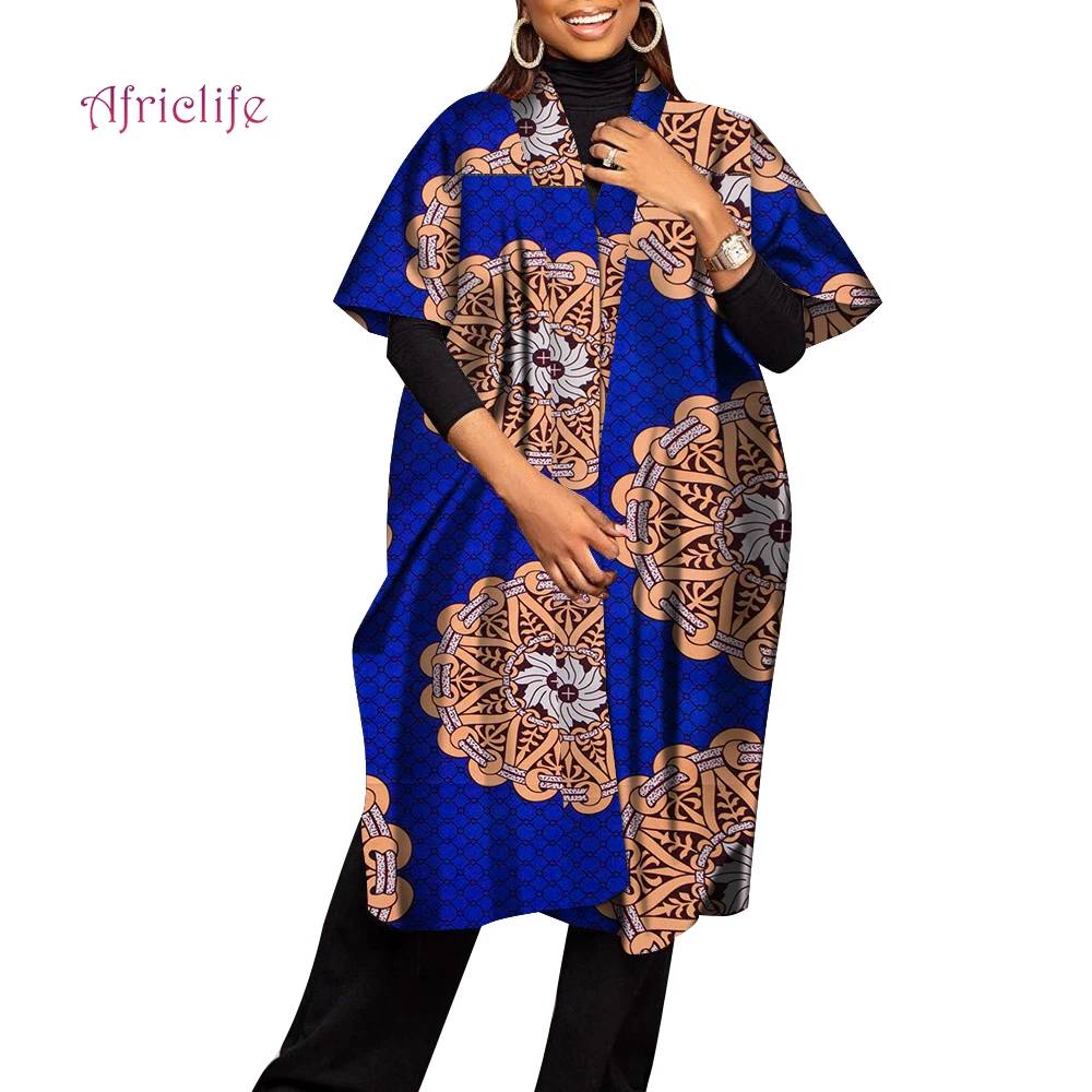 

Африканские платья для женщин, Трендовое пальто, уличное осеннее пальто макси с V-образным вырезом, повседневная куртка с коротким рукавом и...