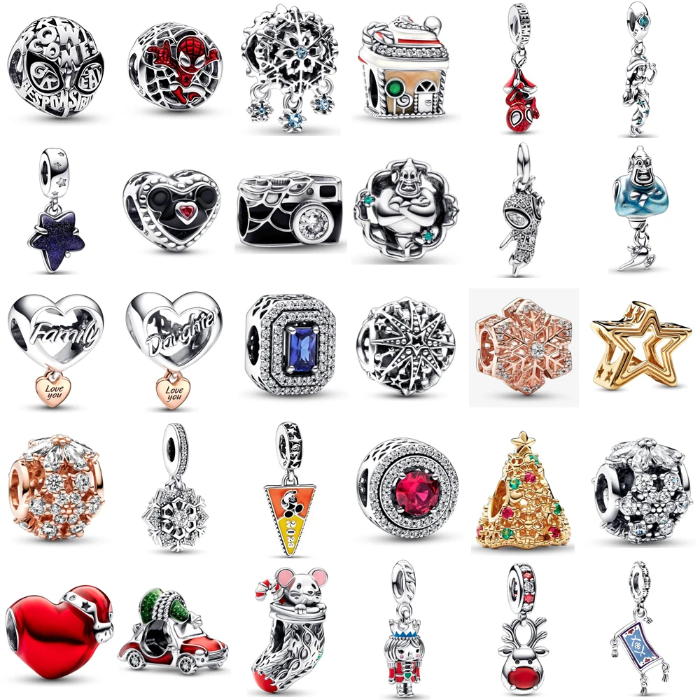 

2023 NEW 100% 925 Sterling Silver Autumn Collection Charm Pendant Fit DIY Women Bracelet Necklace Fashion Original Jewelry Gift