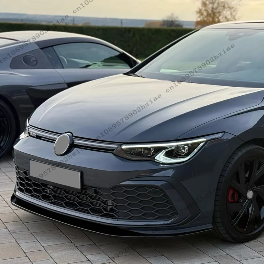Фото Спойлер переднего бампера в стиле Maxton для VW Golf 8 GTI GTD GTE R-Line 2020-2024, глянцевый черный внешний вид, улучшенные аксессуары для тюнинга №3