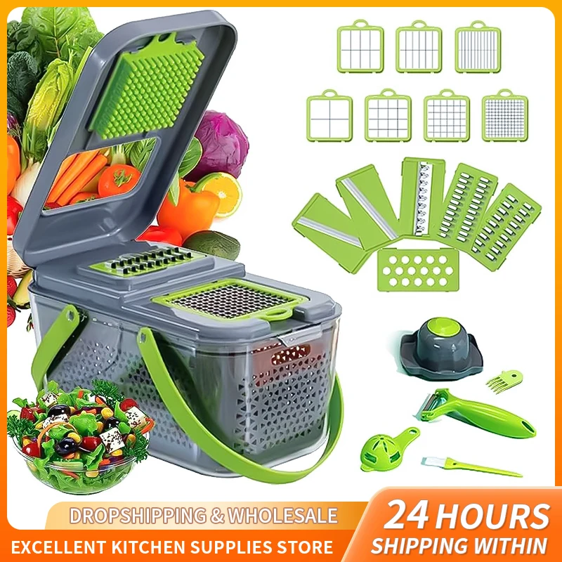 

8/22 In 1 Multifunctional Vegetable Chopper Dicer Slicer Vegetable Cutter Kitchen Grater Onion Garlic Carrot Potato Kitchen Tool