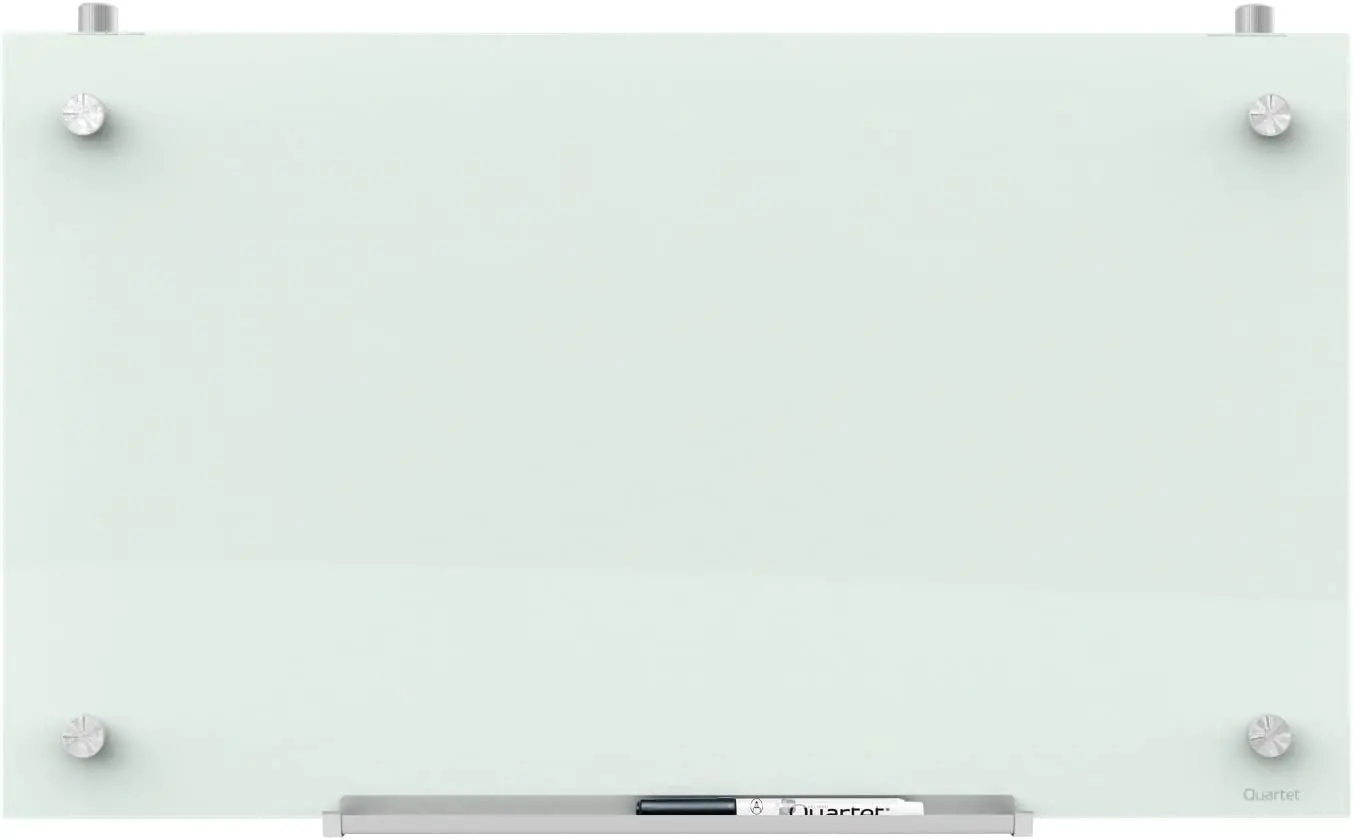 

Glass Whiteboard, Dry Erase White Board Cubicle Walls, 30" x 18", White Frameless Infinity Wall Hanging Mount, Home Sc