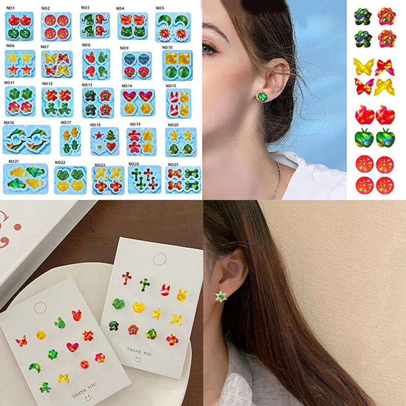 

Mini Animal Ear Studs Epoxy Moulds Cute Animal Earrings Pendant Jewelry Decorative Silicone Moulds DIY Jewellery Making Tools