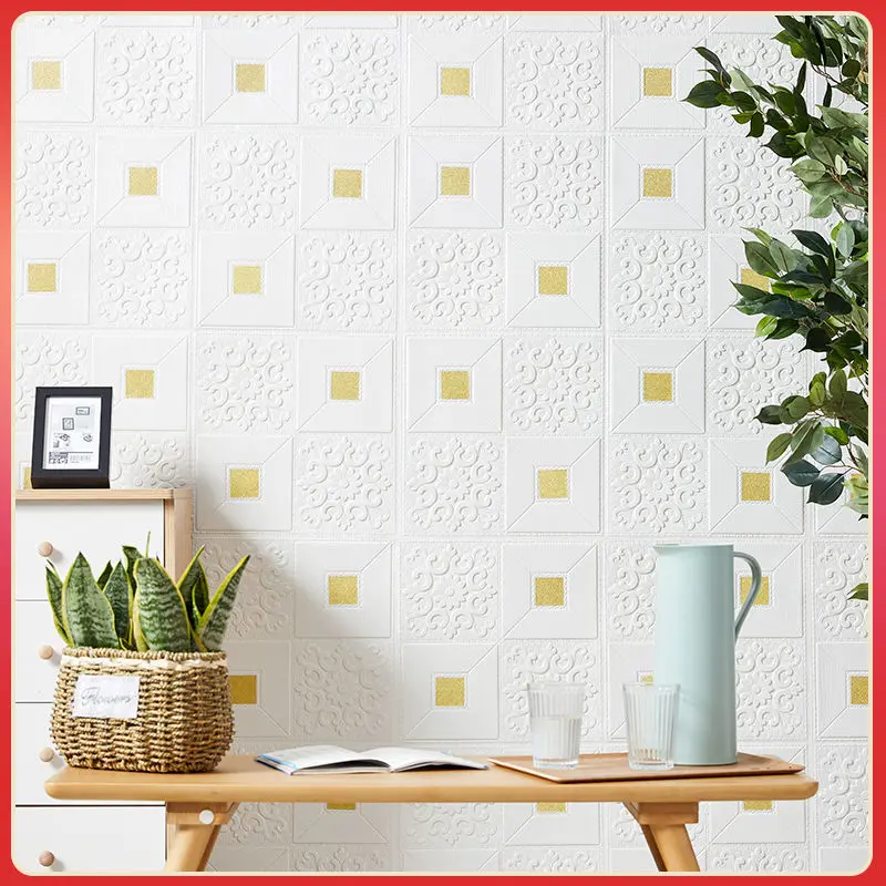 

70cmx10m 3D Self-adhesive Brick Continuous Wallpaper Waterproof Retro Wall Stickers Living Room Bedroom Old Wall Decor Wallpaper