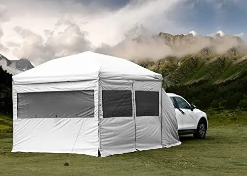 

Tent, 10'x10' Canopy Tent, 4 in 1 Tailgate Tent for Car Outdoor Picnic Music Festivals Travel Camping Tent with Wheeled