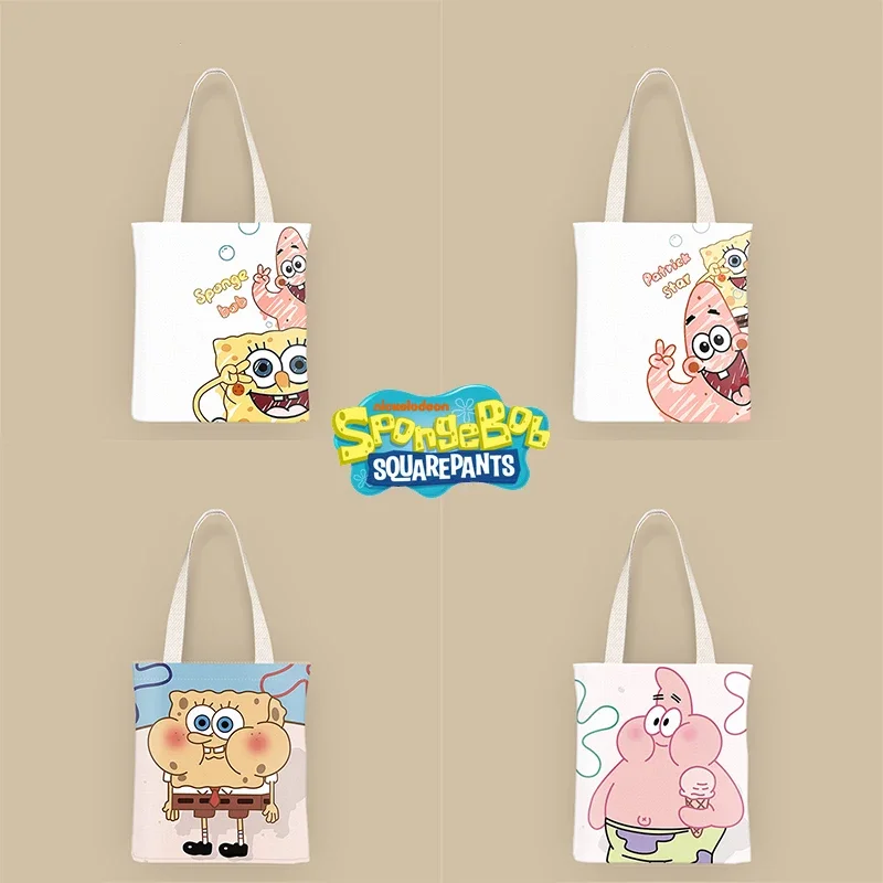 Kawaii Губка Боб Патрик вместительные сумки на плечо сумка холщовая аниме-фигурка с