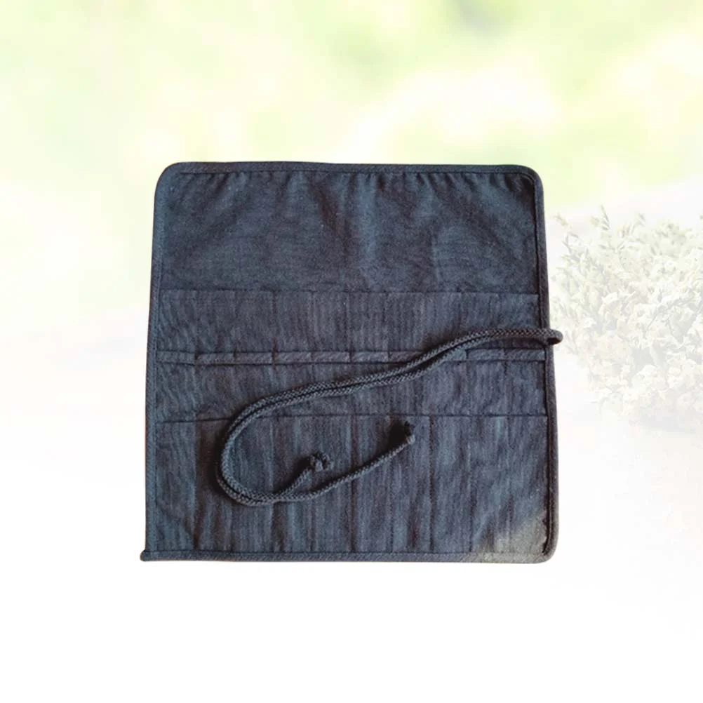 

20 Slots Paint Brush Holder Durable Canvas Holder Rollup for Artist Watercolor Oil Paint Brush Tools Pens Pencils (Black)