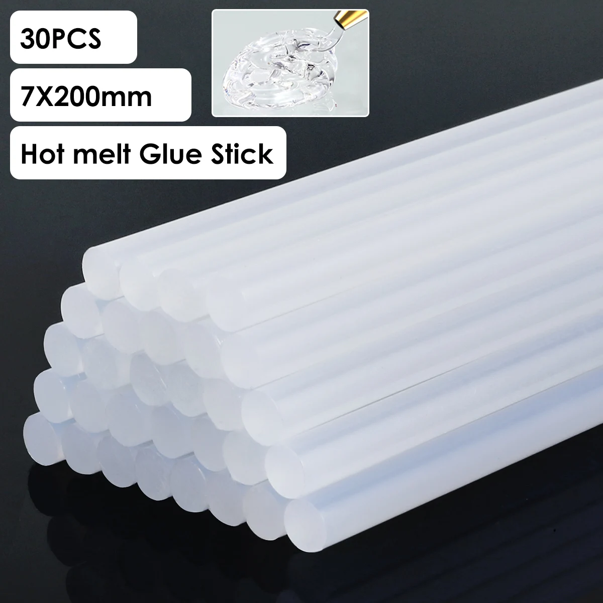 

30Pcs Glue Stick Hot Glue Sticks 7X200mm Transparent Hot-Melt Tool Glue Sticks Clear Hot Glue Machine Sticks Durable Premium