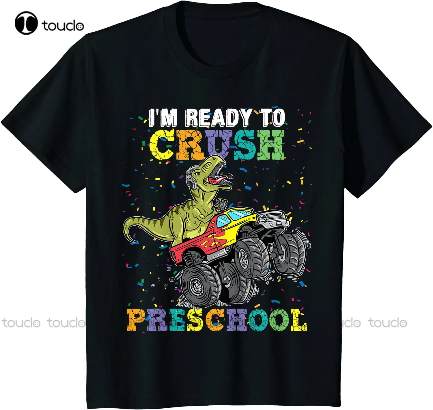 

New Kids I'M Ready To Crush Pre K Monster Truck Dinosaur T Rex Boys T-Shirt Tee Shirt Unisex