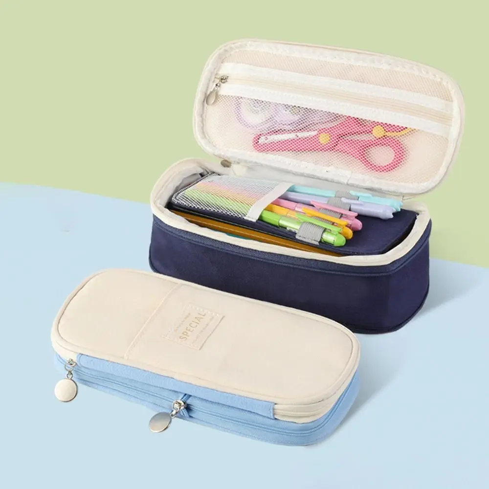 Многослойная сумка для хранения ручек большая емкость кавайный пенал на молнии