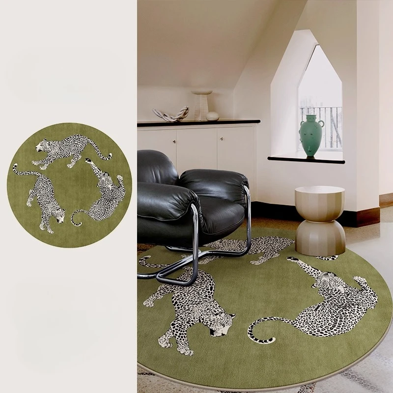 

Современный стиль, декор для спальни, круглый ковер, утолщенный плюшевый прикроватный напольный коврик, пушистый мягкий ковер, ковры с леопардовым узором для гостиной