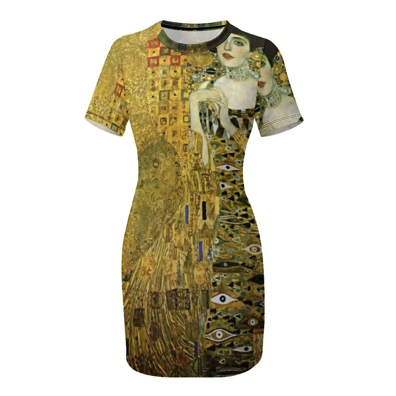 Фото Платье с короткими рукавами Gustav Klimt Adele Bloch-Bauer I, элегантные женские платья, распродажа платьев для женщин, летняя женская одежда №4