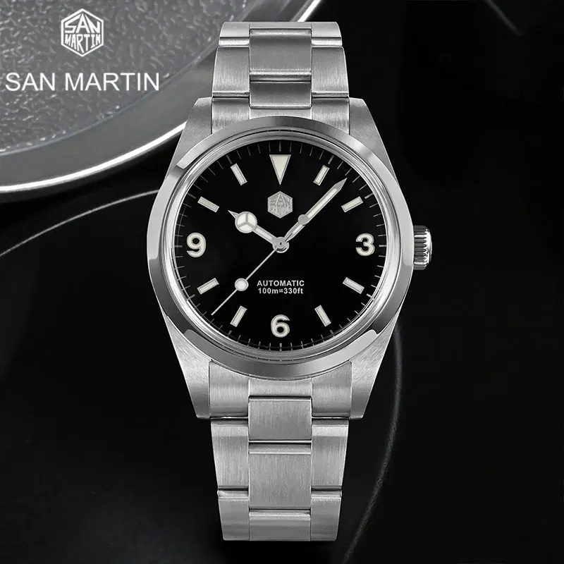

San Martin Men's Sport Watch 39mm Fashion Explore Climbing Series YN55 Stainless Steel Automatic Mechanical Sapphire 10Bar BGW-9