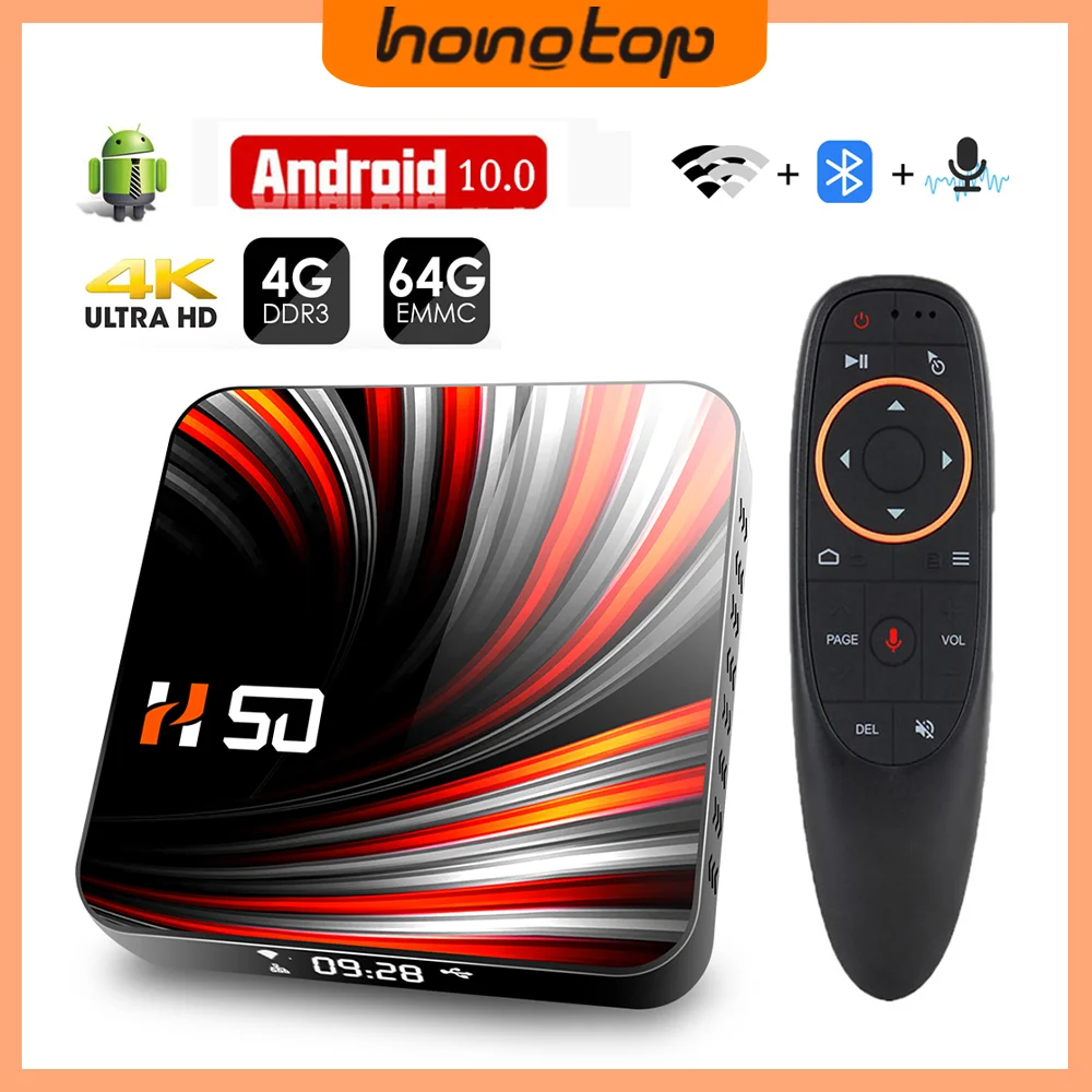 

ТВ-приставка HONGTOP на Android 10, 4 + 32/64 ГБ, 4K, 2,4/5 ГГц, Wi-Fi, Bluetooth