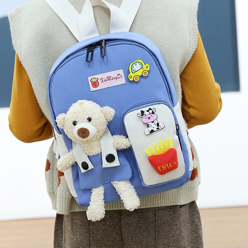 

2022 Cartoon Bear Canvas School Bags For Gilr Cute Kids Kindergarten SchoolBags Children Backpacks Girls Boy Book Bags Back Pack