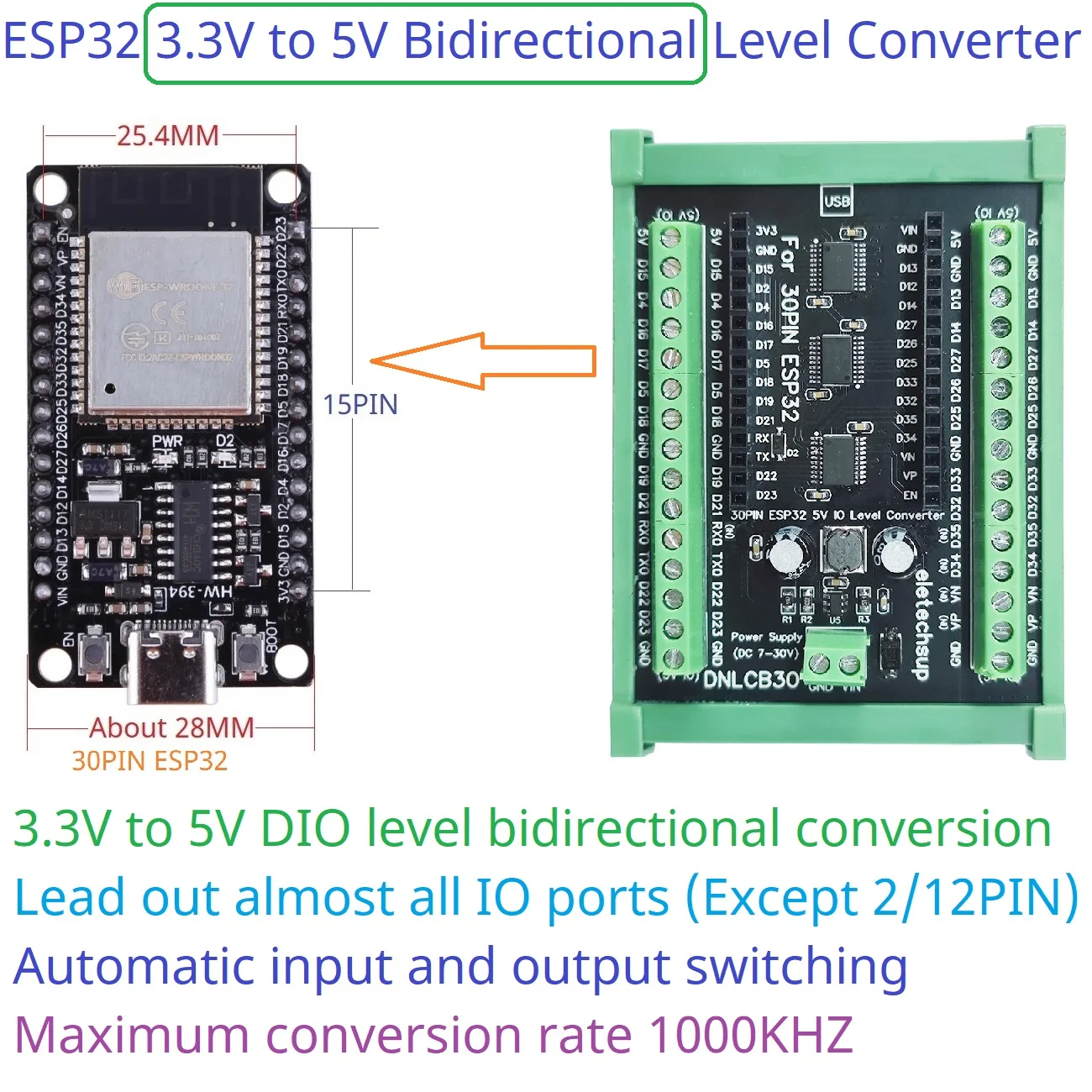 ESP32 Wi-Fi 3 В до 5 двунаправленный преобразователь уровня LvTTL в TTL IO плата расширения с