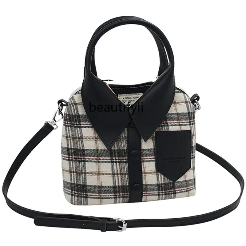 

zq Popular Bag Trendy Special-Interest Design Handbag Summer Plaid Shoulder Crossbody Small Square Bag