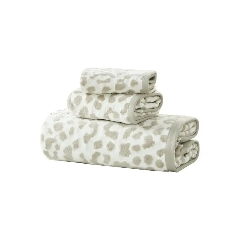 

Leopard Jacquard Towel Set, Tan by Vergara Wash cloths Toallas faciales para spa Microfiber beach towel Wash cloth Microfiber C
