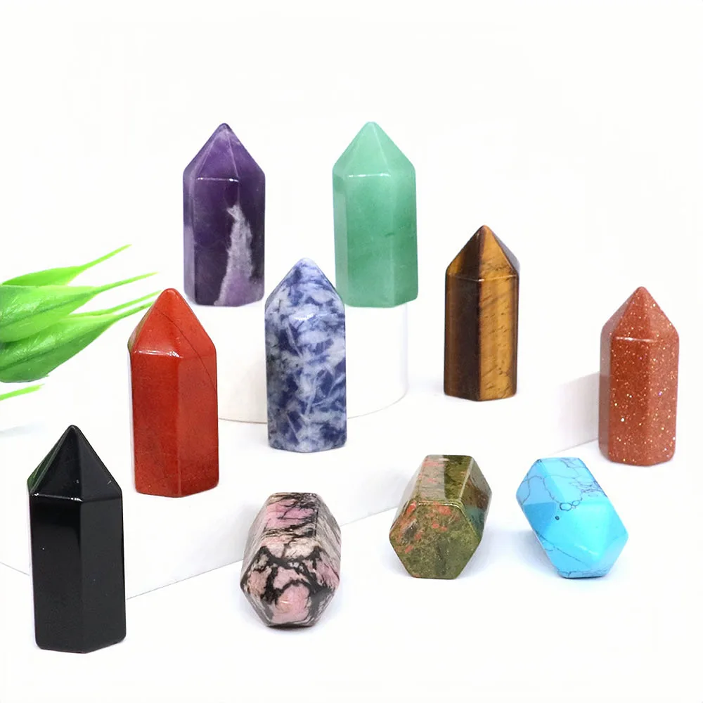 

15x35MM Natural Stones Point Wand Reiki Healing Crystal Tower Energy Ore Mineral Gem Crafts Amethyst Quartz Home Decoration Gift
