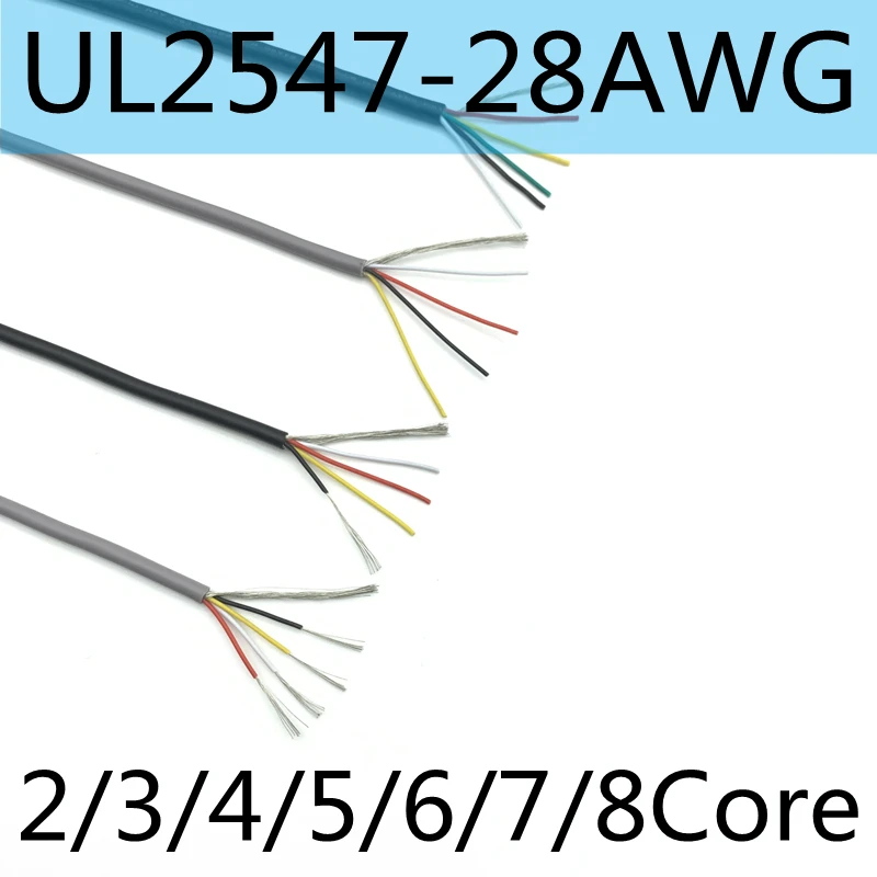 

Shielded Wire 28AWG Signal Cable 2-3-4-5-6-7-8 Core PVC Insulated Channel Audio Line Headphone Copper Control Shield Wire UL2547