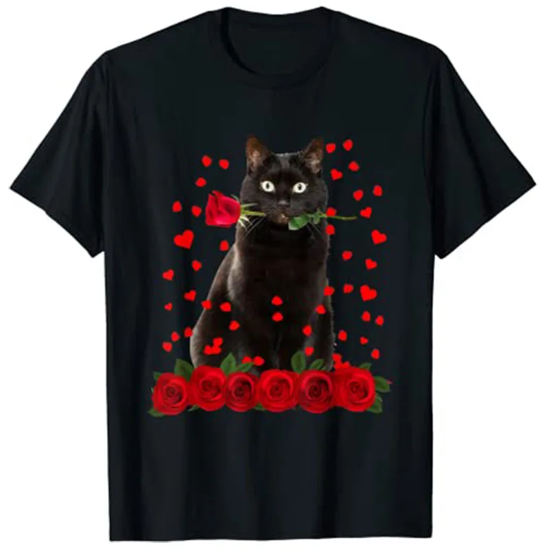 

Black Cat Valentines Day Shirt Boys Girls Official Teenager T-Shirt Tops