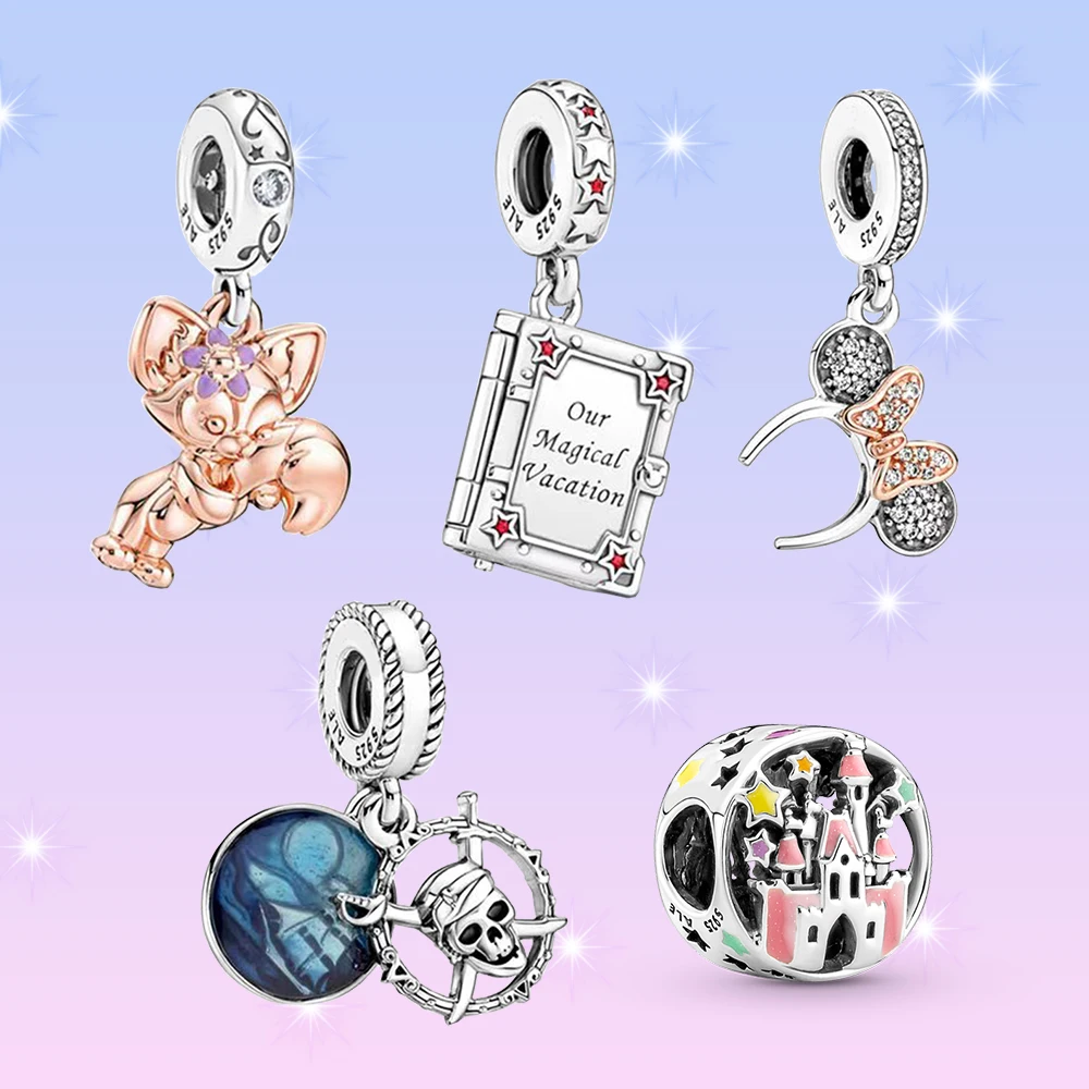 Pandora-Pendentif Minnie Magic PleCastle pour femme, perles de crâne 7,5, bijoux doux, bracelet et collier à faire soi-même, argent 925