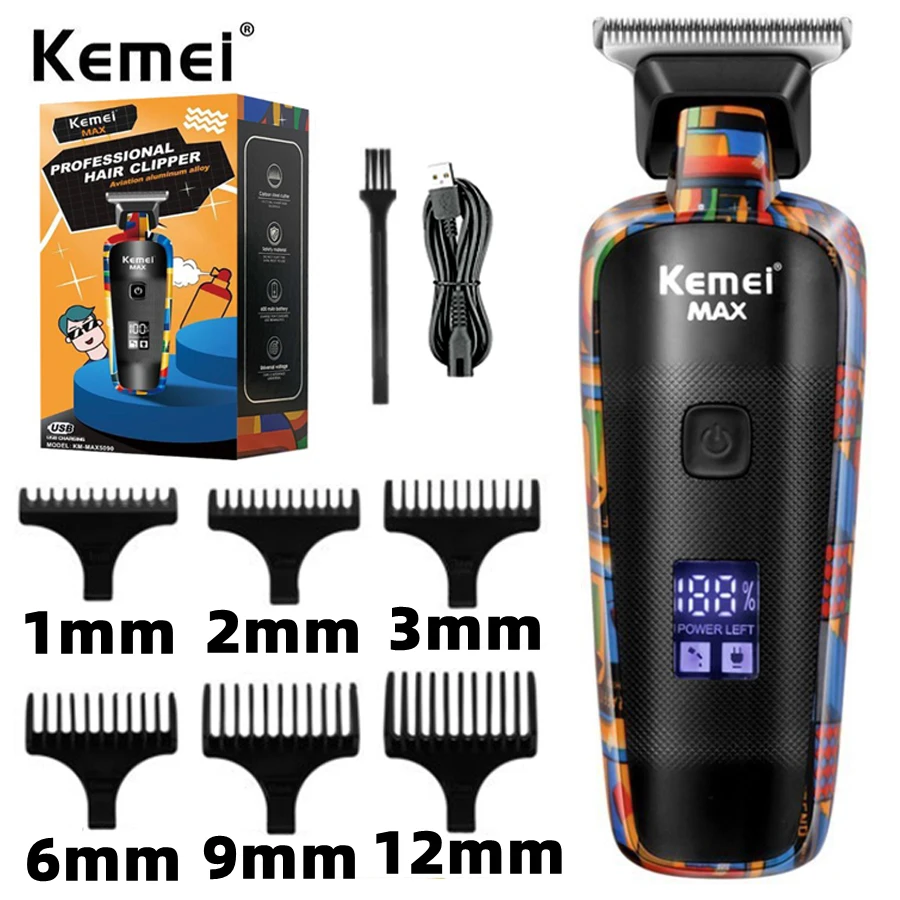 

Электрическая машинка для стрижки волос Kemei, многофункциональный домашний триммер для волос, бритва для граффити с рисунком, USB, Мужская бритва