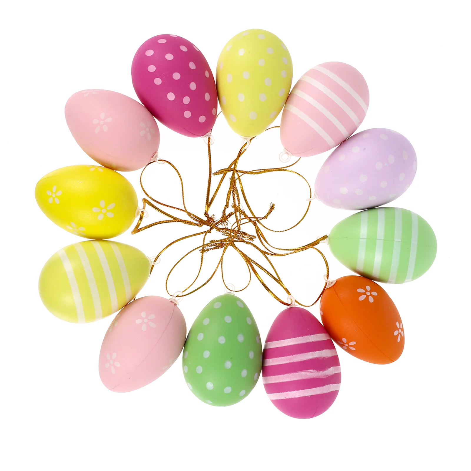 

12pcs Colorful Easter Egg Hanging Pendant Easter Hanging Eggs Decor Party Supplies