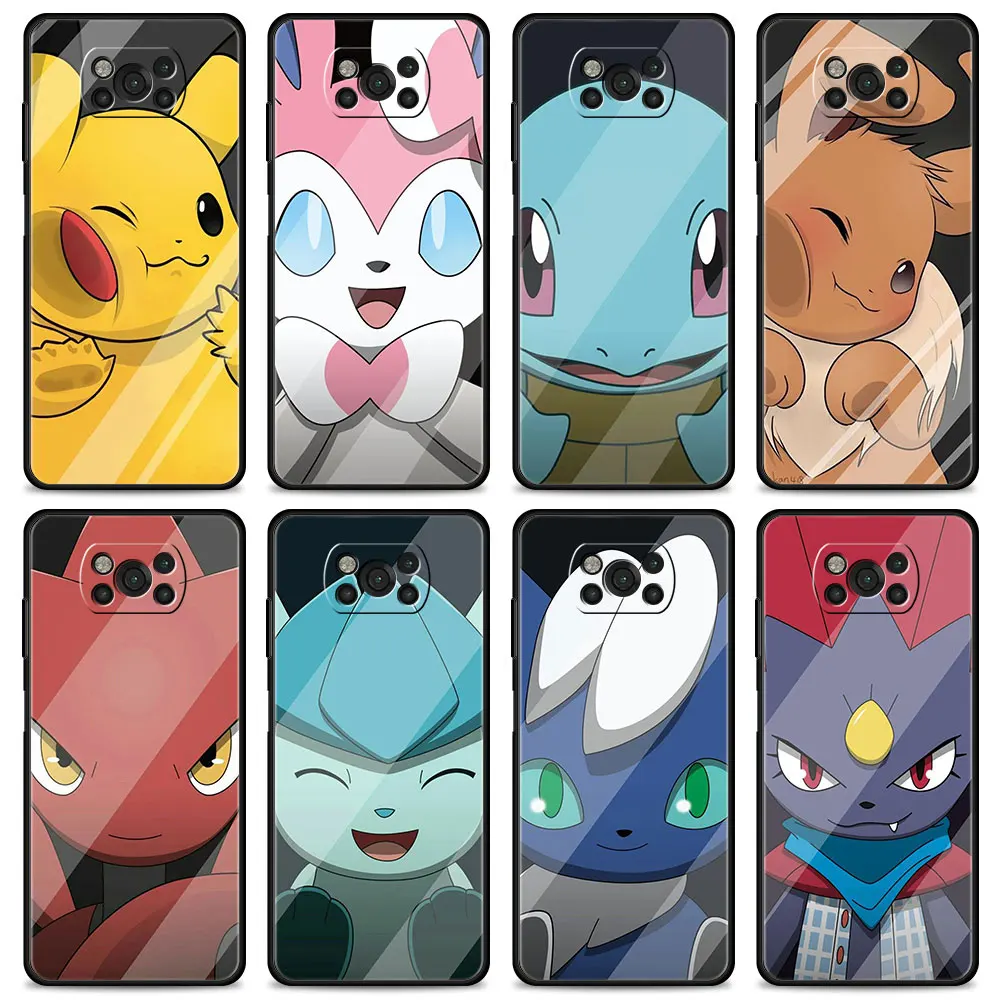 

Pokemon Pikachu Cute Face Stickers Case For Xiaomi Poco X3 X4 NFC M3 M4 Pro F3 F1 Capa for Mi 12 10T Pro 11T 10 11 10T Lite 9