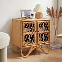 ins small rattan cabinet simple bedside table side cabinet mini storage lockers for wind homestay nordic furniture couch table