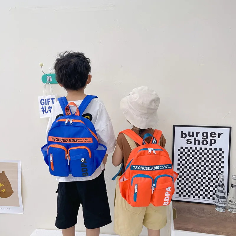 Children's Bag 2022 Spring Autumn New Korean Boys' Letter Backpack Handsome Boys and Girls Kindergarten Schoolbag