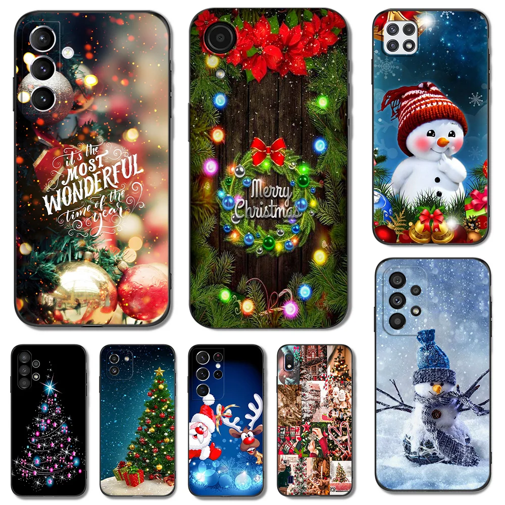 Черный чехол из ТПУ для Samsung Galaxy M53 M13 M62 A12 A22 A22S A32 A42 A52 A52S A72 4g 5g A20S Рождественский